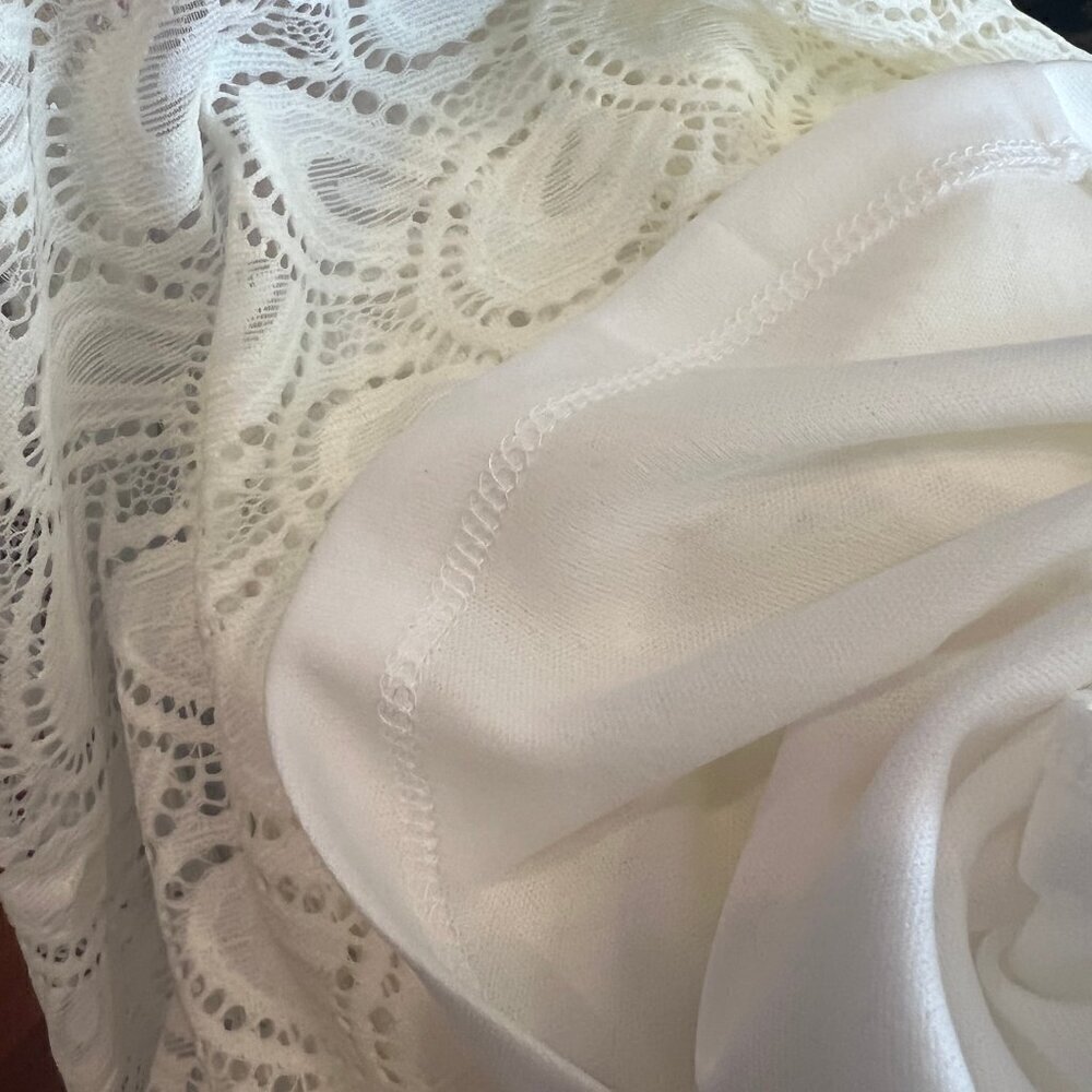 NWT Christopher & Banks Cream Lace Sleeveless Party Dress, Lined, Size 16 - Picture 12 of 16